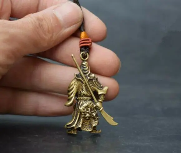 

China Brass Guangong Small Statue Pendants