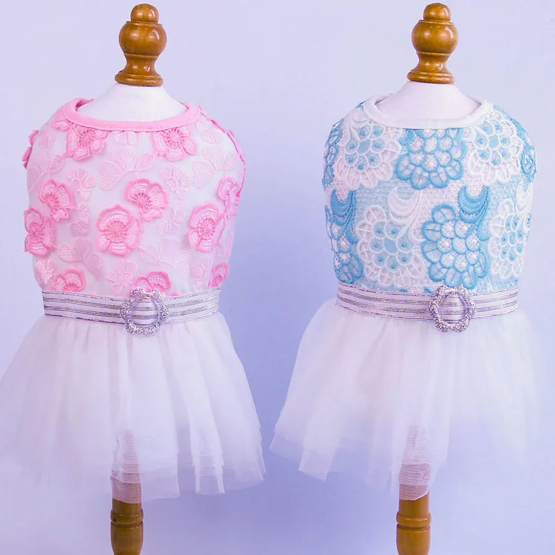 Розовая и синяя кружевная рубашка для девочек одежда щенков блестящая фатиновая