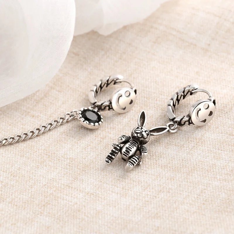 Асимметричные Подвесные серьги Foxanry в виде кролика с улыбающимся лицом винтажные