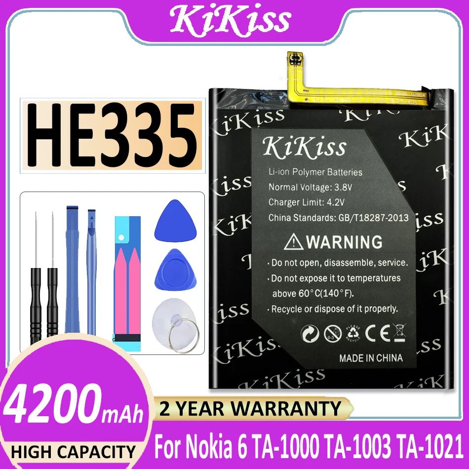 

4200mAh KiKiss HE335 For Nokia 6 Nokia6 N6 TA-1000 TA-1003 TA-1021 TA-1025 TA-1033 TA-1039 Smart Mobile Phone Battery+ Track NO