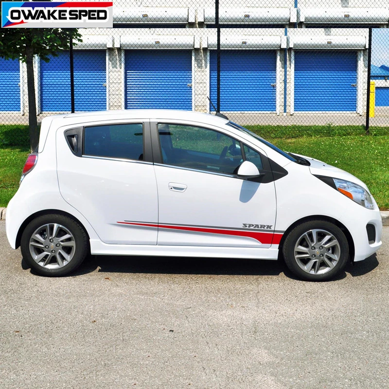 1 комплект гоночных спортивных полос для Chevrolet Spark 2011-19 авто дверь боковая юбка Декор наклейки автостайлинг кузова виниловые наклейки