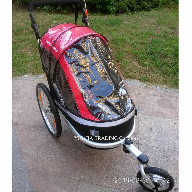 2 in 1 Single Kid Bicycle Trailer Have 20-Inch Inflatable Wheel, Red Color Baby Stroller/Jogger with Adjustable Handle