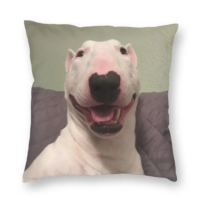 

Милый чехол для подушки с рисунком Бультерьера, двухсторонняя наволочка для подушки с принтом английской собаки, наволочка для пола для авт...