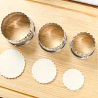 3pcsset thick stainless steel mould cookies round smooth curve dumplings wonton skin cut cake baking cookie cutters