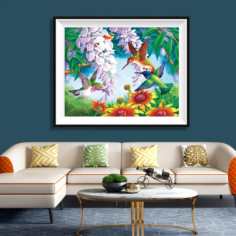 

Flower Bird 5D Diamond Painting Cross Stitch Full Round Diamond Mosaic Picture Of Rhinestones Home Decor 25 x 35 cm