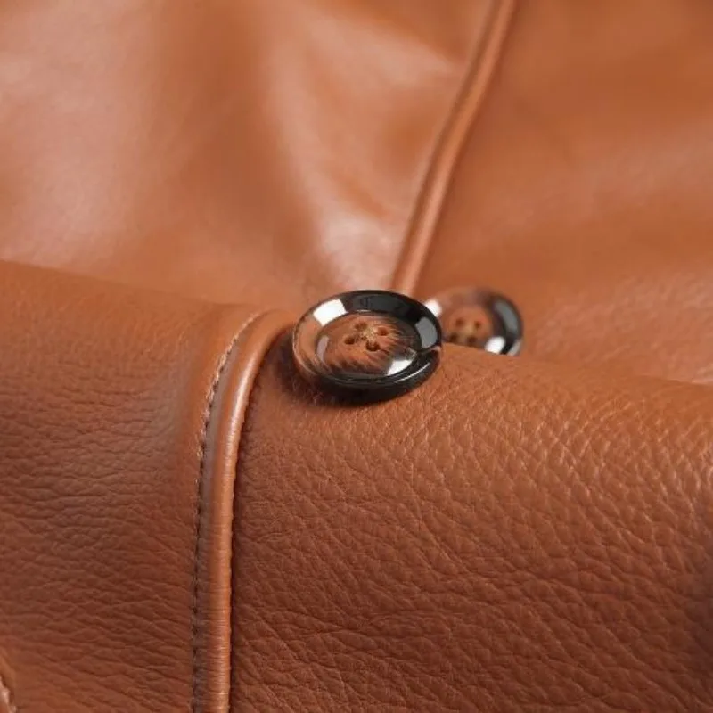 

Casual 100% Real Leather Cowhide Jacket Men Brand Single Breasted Slim Motorcycle Coat Autumn Winter Outerwear Plus Size 4XL