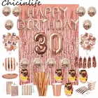 Шар Из Фольги в виде цифр Chicinlife Rosegold 30-го дня рождения, соломенная коробка для попкорна, товары для взрослых на годовщину 30 лет