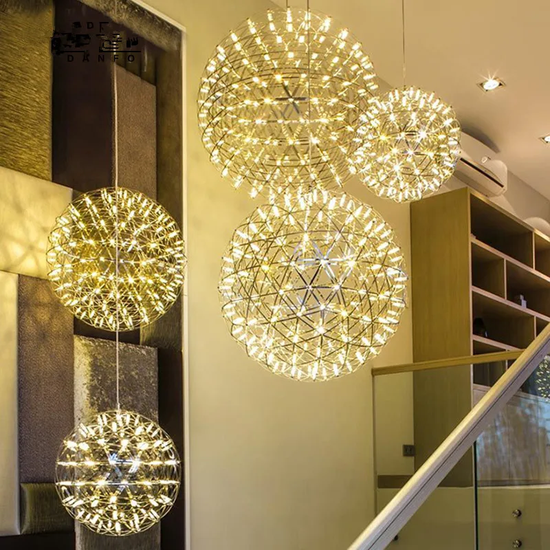 

Classical Design Creative LED Pendant Light Firework pendant lights Stainless steel Round hanging Lamps Indoor Lustres de led