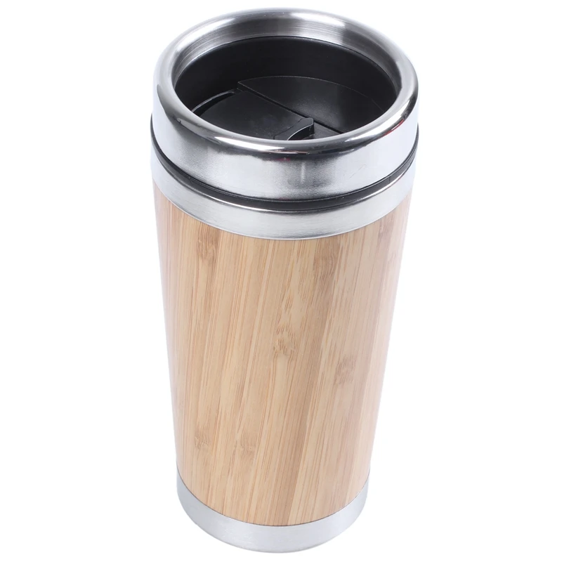 

Quality Bamboo Coffee Cup Stainless Steel Coffee Travel Mug With Leak-Proof Cover Insulated Coffee Accompanying Cup Reusable Cup