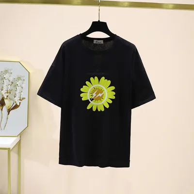 Женский костюм из 2 предметов свободная футболка с цветочным принтом и джинсовые