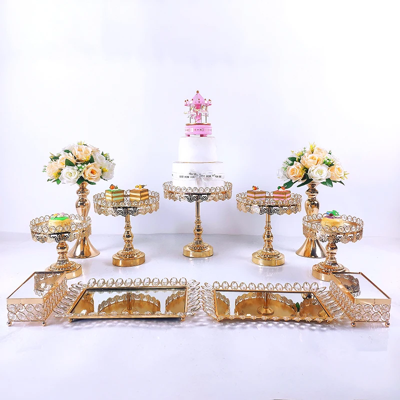 11 шт. с украшением в виде кристаллов металлическая для подставки пирожных