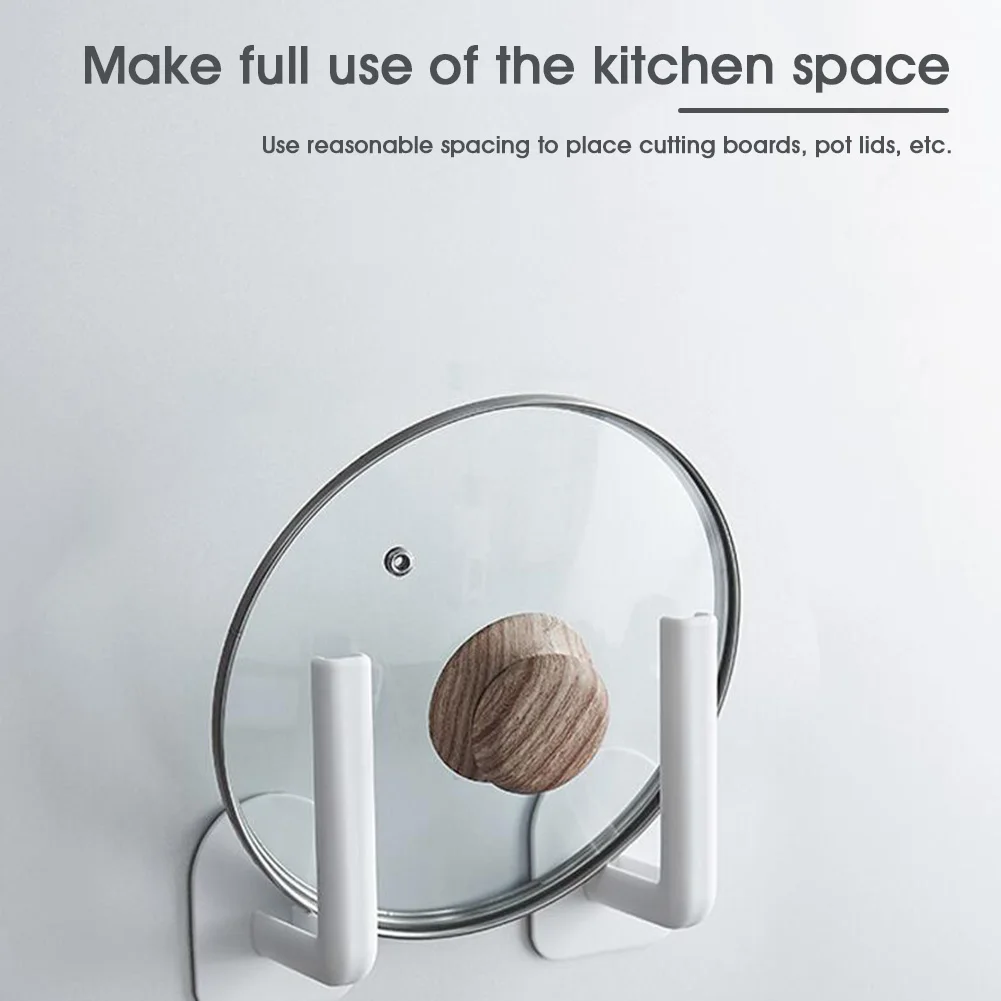 

Home Multi Tool Wall Hook Storage Rack Self-adhesive Paper Pot Lid Holder Gadgets For Bath Bedroom Storage Supplies Tools