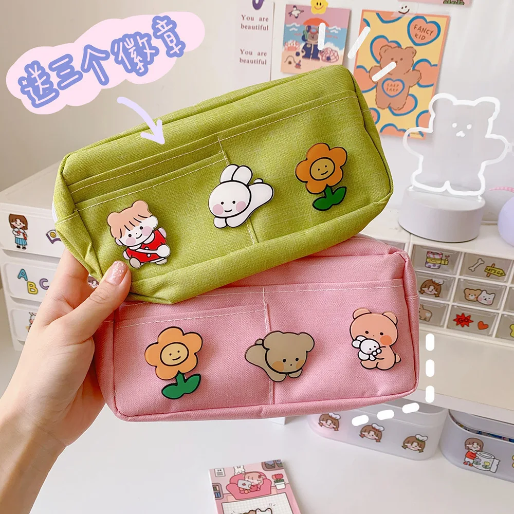 

Kawaii Waterproof Canvas Great Capacity Broche Etui Nice Pencil Case Bag Kids Poison School Paper