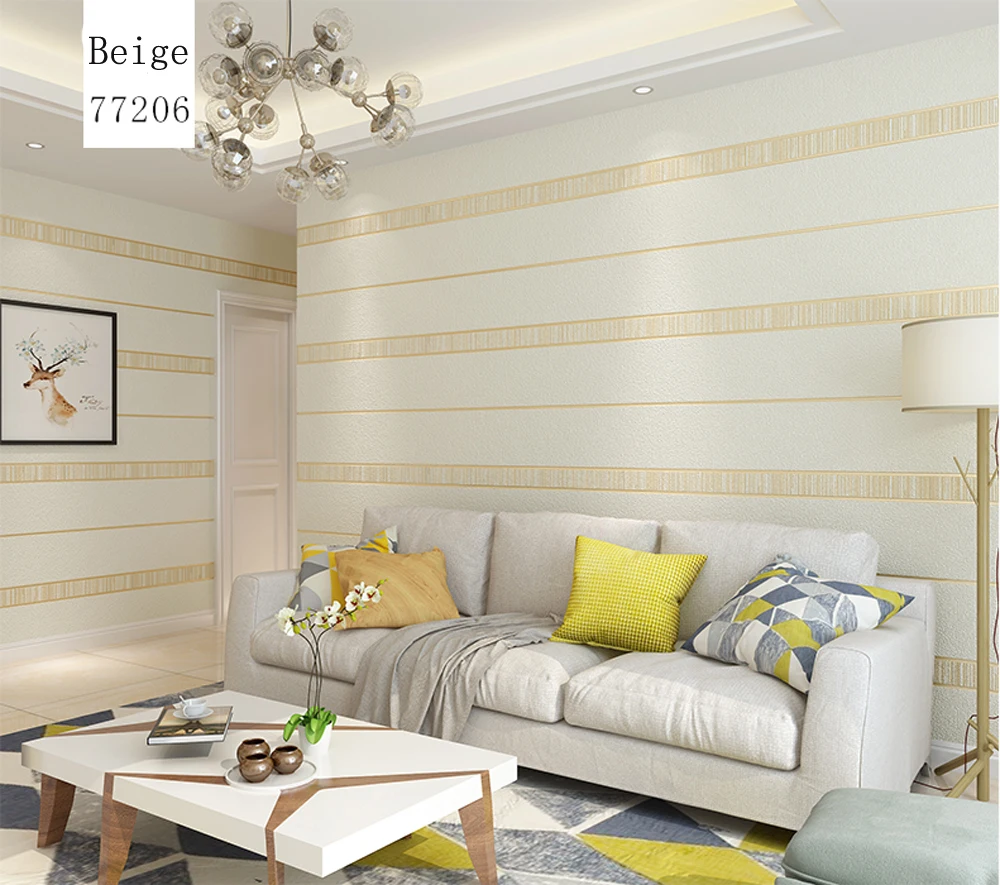 

Q QIHANG 3D Simple Vertical Stripes Flower-shaped Deerskin Living Room Bedroom Non-woven Wallpaper 0.53m*10m=5.3m2