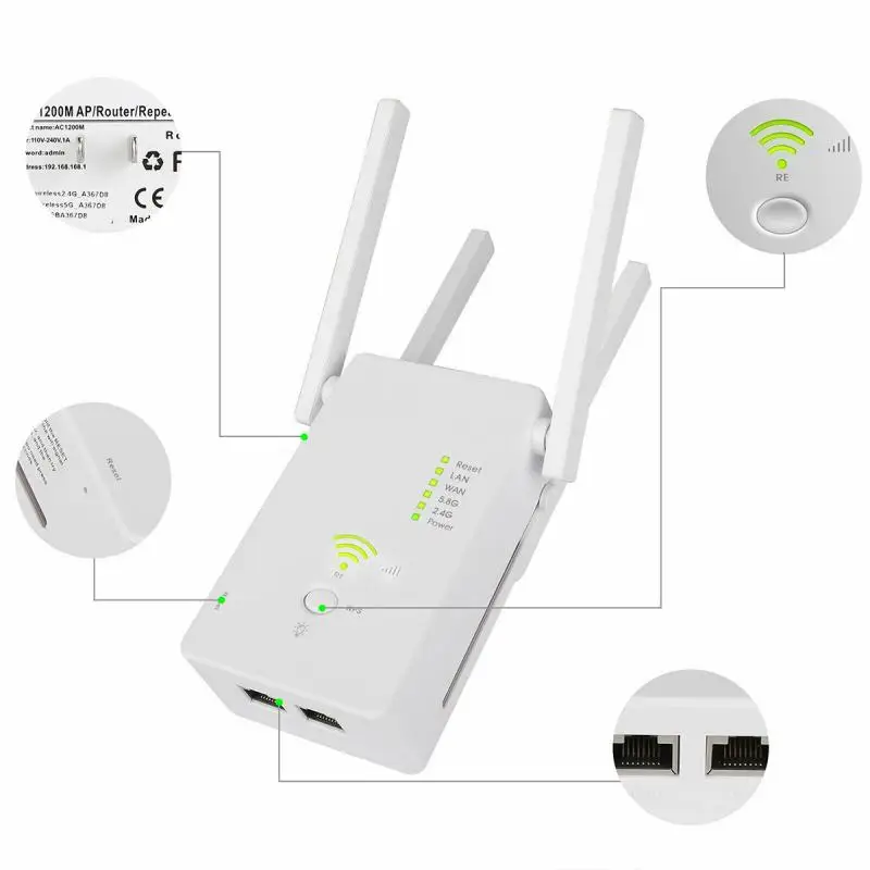 Мини-маршрутизатор Wi-Fi 1200 Мбит/с 2 4/5 ГГц | Мобильные телефоны и аксессуары