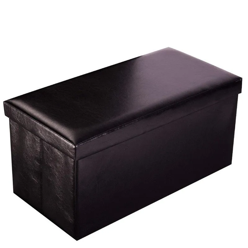 

30-Inch Storage Bench Ottoman Chest Folding Foot Rest Faux leather Footstool