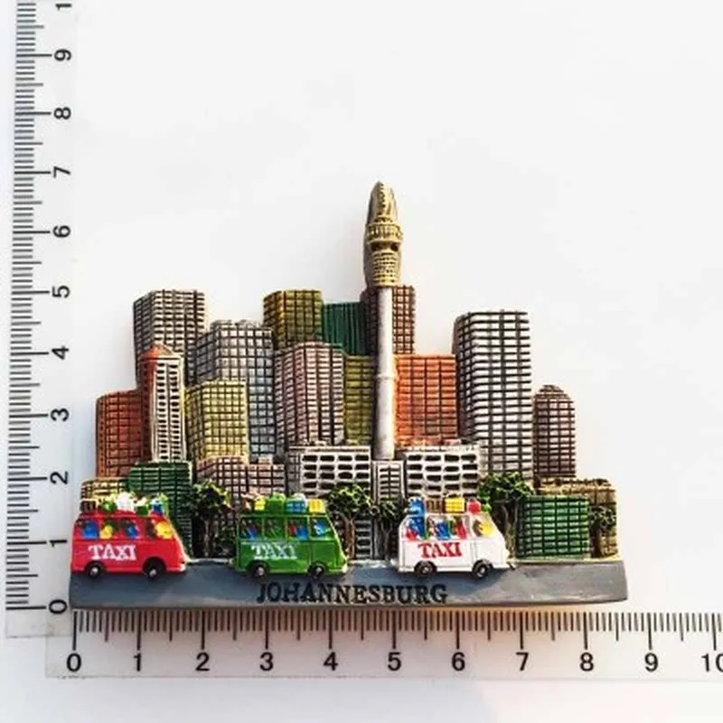 

BABELEMI Refrigerator Magnet Message Sticker Johannesburg South Africa Magnet Miniature 3D Hand-painted Resin Travel Souvenirs