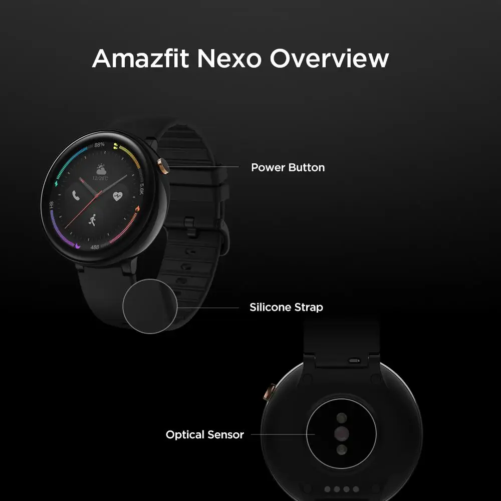 global version amazfit nexo smartwatch ceramics bezel 10 sports modes gps glonass 1 39 inch amoled display for android phone free global shipping