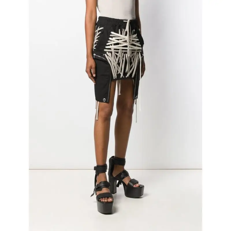 

JCHB 2021 High quality new Lace Up Bowknot Elastic High Waist Streetwear Skirts For Women Hollow Out Irregular Hem Skirt Female