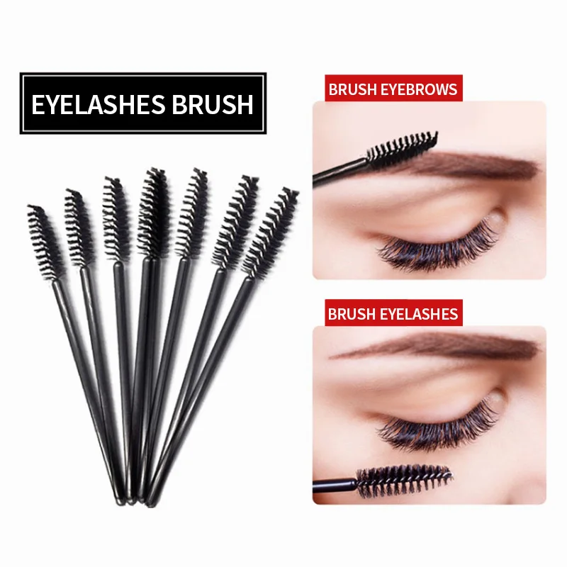 

50Pcs/bag Mascara Wands Disposable Eyelash Eyebrow Brushes Black Makeup Brush Applicator High Quality Eyelashes Extension Tools