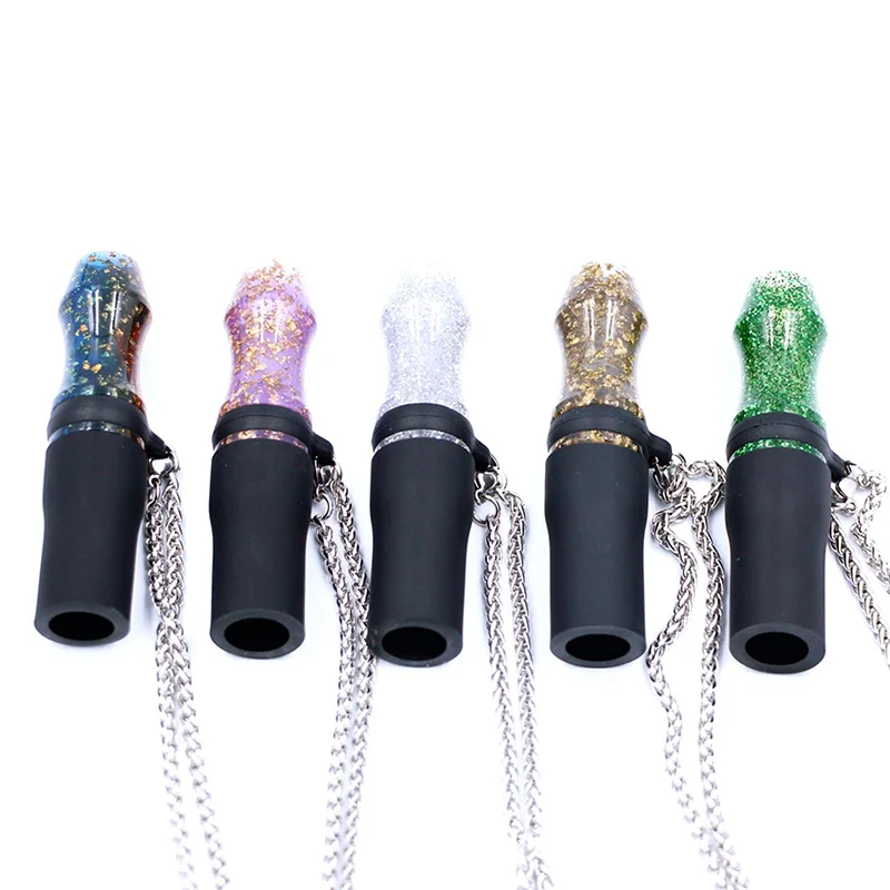 

New Reusable Hookah Mouthpiece With Stainless Chain Strap Shisha Mouth Tips Silicon Resin Chicha Narguile Water Pipe Mouthpieces