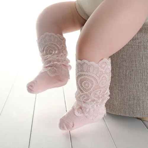 Pudcoco-Calcetines de encaje para ni&ntilde;as, medias hasta la rodilla con volantes, de retazos, de 0 a 3 a&ntilde;os-0