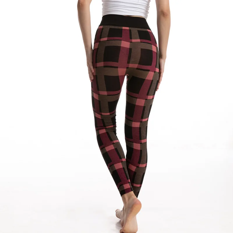 

Plaid Leggings Women Printing Pants High Waist Elasticity Seamless Leggins Mujer Gym Clothing Summer 2021