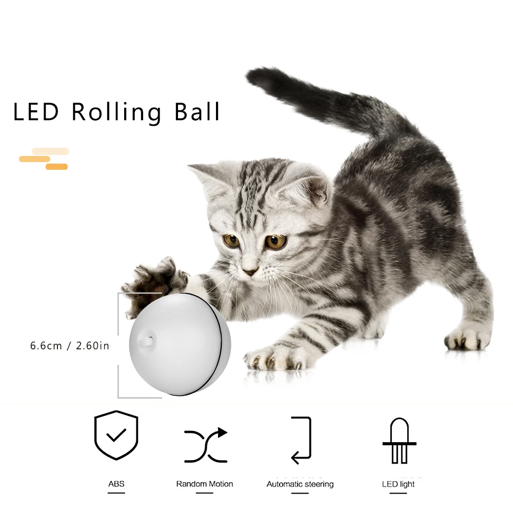 Кот Игрушка катящийся шар LED красный свет движение активированный интерактивная