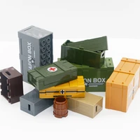 military bricks weapon box army team material parts ww2 medical mini figure base pack soldier gun moc scenes building blocks toy