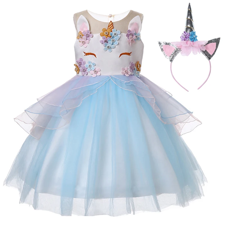 New Baby Unicorn Dress for Girls Embroidery Ball Gown Girl Princess Birthday Dresses Party Costumes Children Clothing | Детская одежда