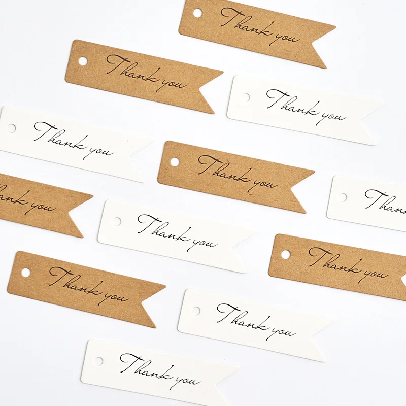

1000 kraft paper swallowtail thank you small tag baking package elevator gift decoration message tag