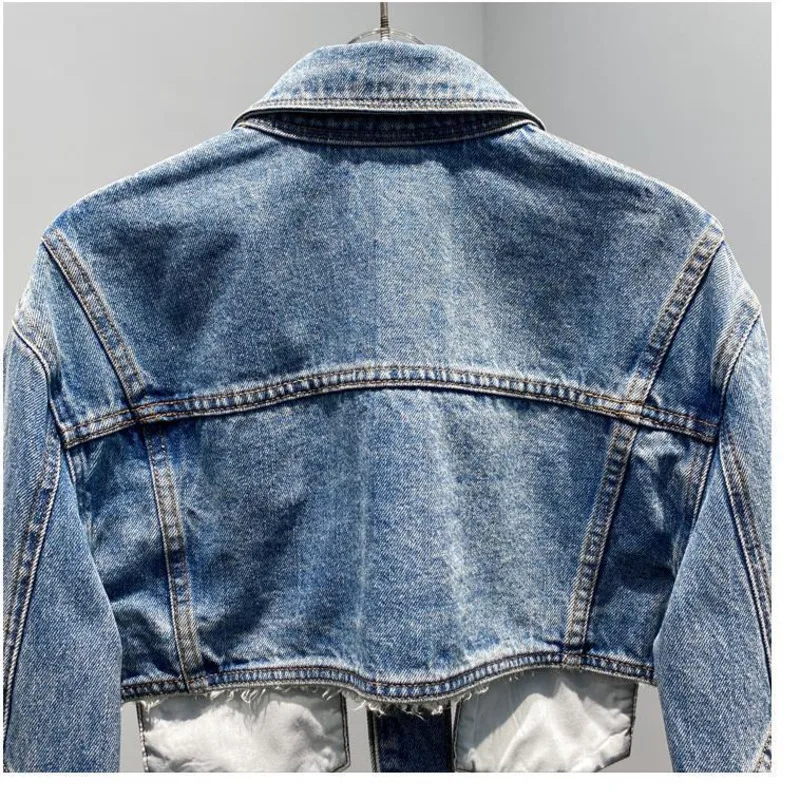 Куртка женская джинсовая в готическом стиле свободная короткая цельная