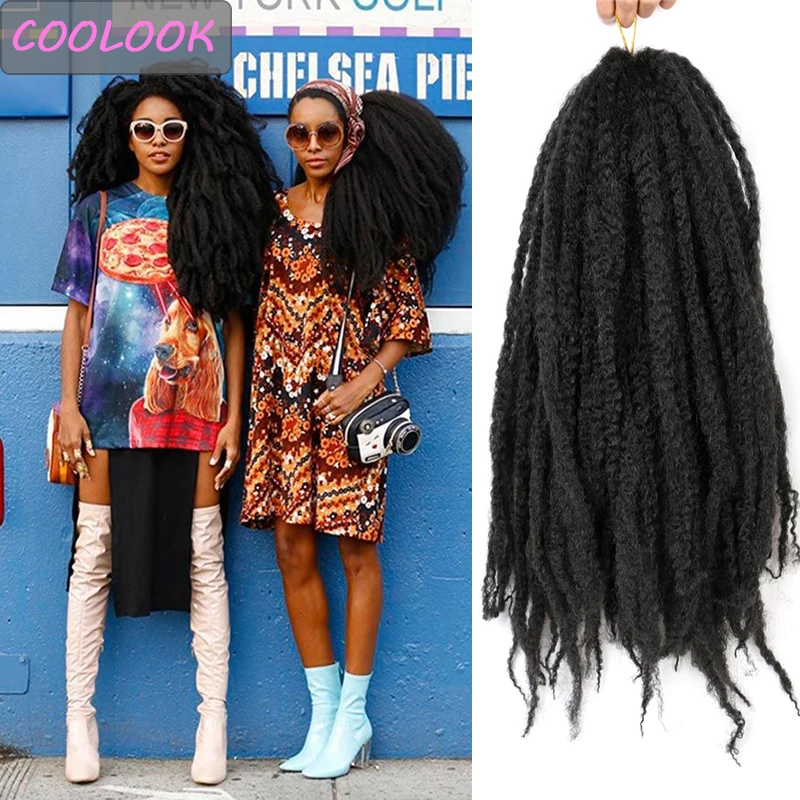 

Afro Kinky Curly Bulk Hair for Women 18 Inch Ombre Brown Blonde Bug Marley Braids Hair Synthetic Crochet Braiding Hair Extension