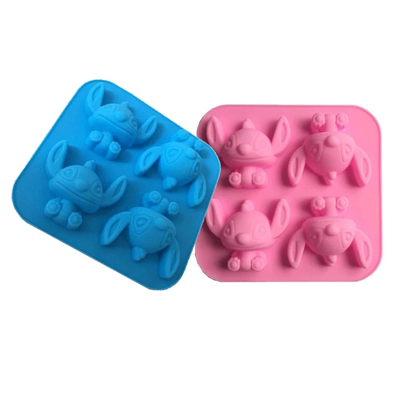 

4 Cavity Stitch Cartoon Cake Mold Stitch Star Baby Cookie Mold Fondant Biscuit Chocolate Handmade Soap Mould Baby Shower Party