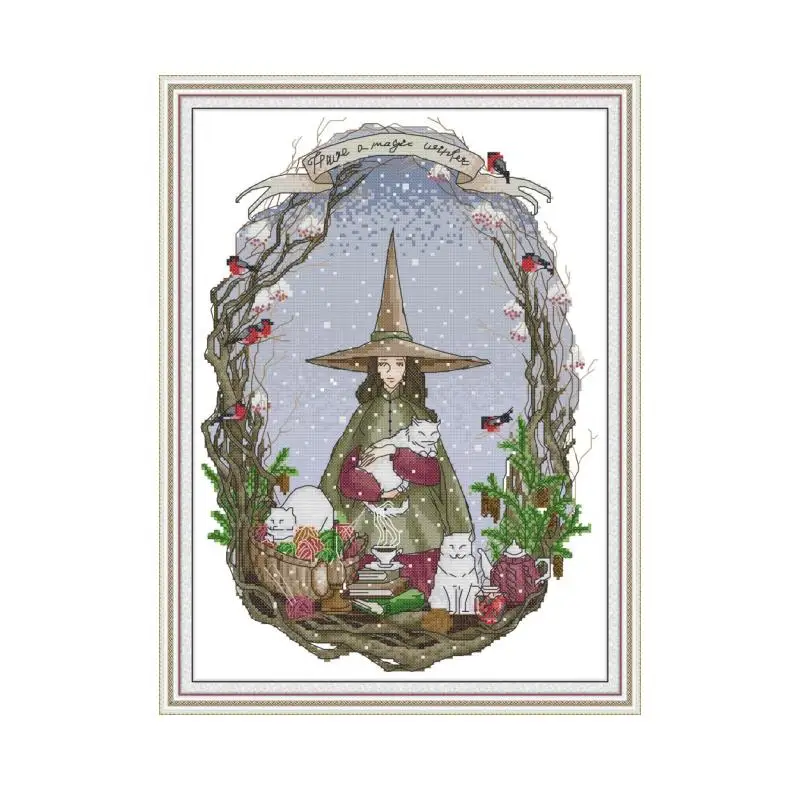 Набор для вышивки крестом Зима волшебного мира набор рукоделия 14ct напечатанный