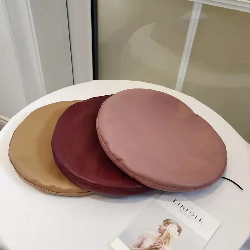Женская модная винтажная однотонная Шапка-берет из искусственной кожи, зимняя шапка французского художника, Теплая Шапка-бини, шапка для художника, женские дорожные береты