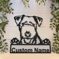 personalized lakeland terrier dog metal sign art hollow carving custom first name wall decoration for door home room decor