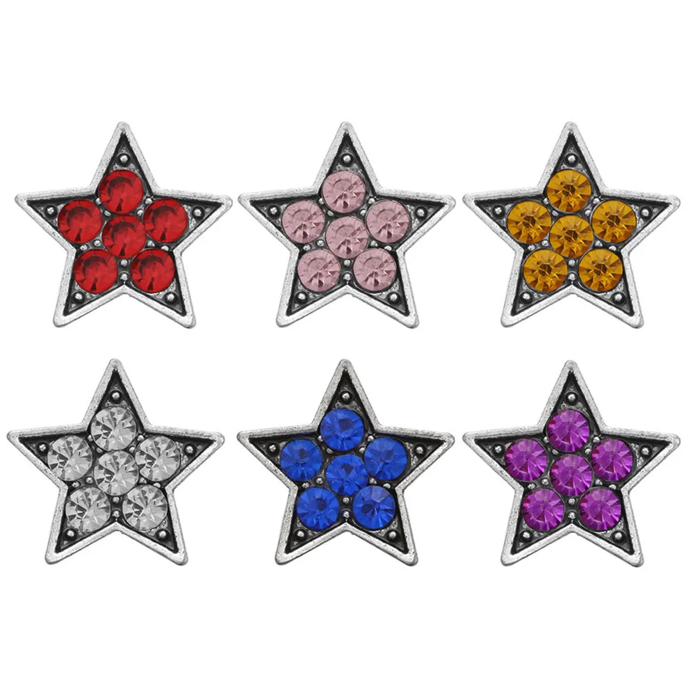 10 шт./лот 6 цветов Новые 12 мм кнопки ювелирные изделия металлические пять звезд