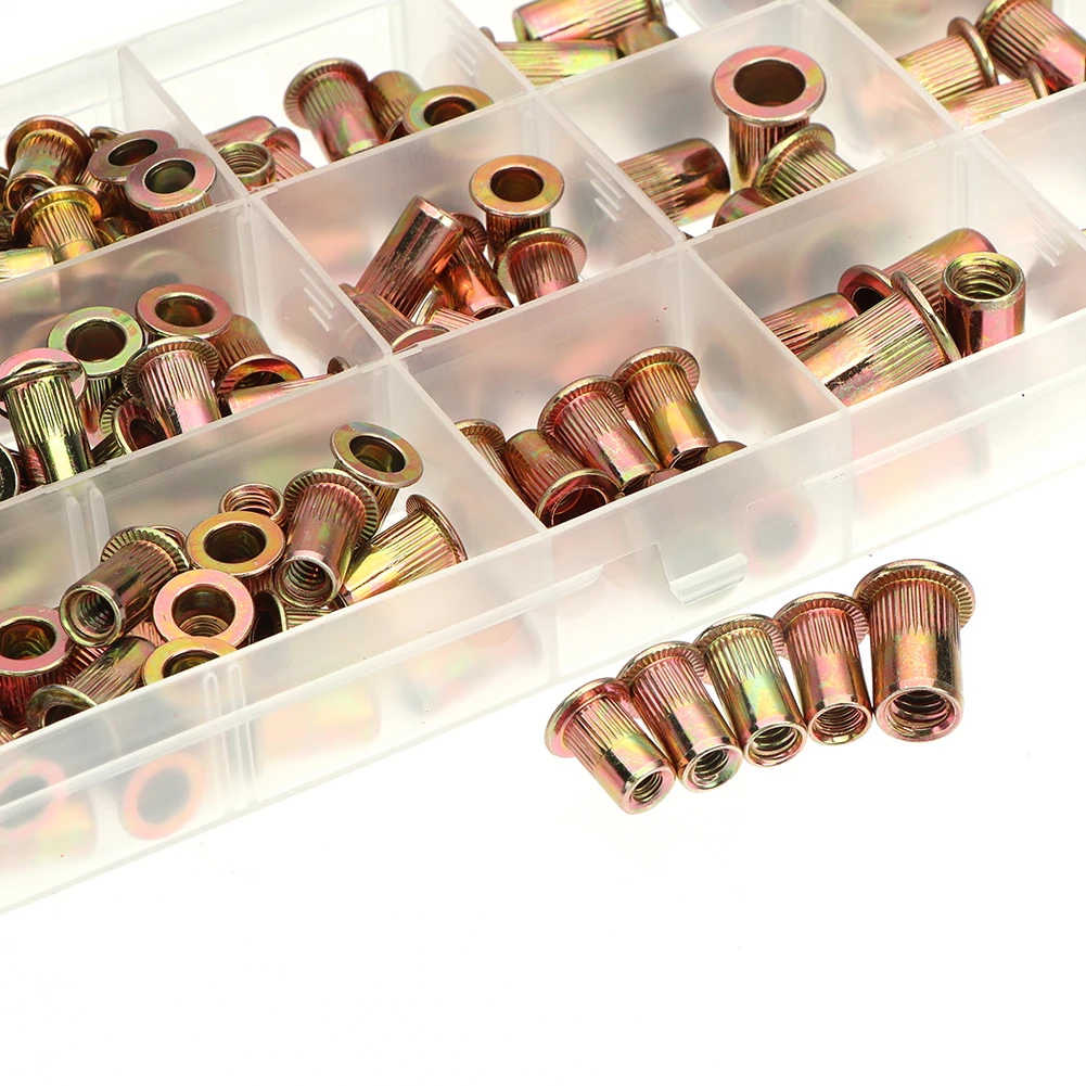 

10-32 Rivet Nuts 1/4-20 Open End Flat head Knurled body 150pcs Nut Rivet