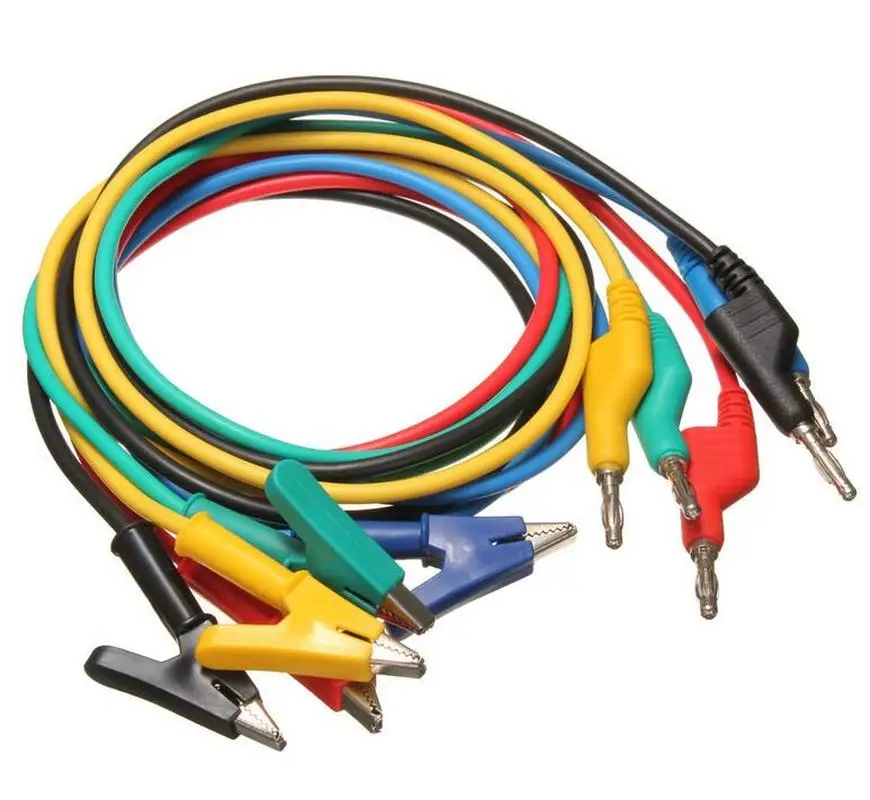 5 шт. 1 м 4 мм силиконовый штекер типа банан к крокодиловому зажиму крокодил