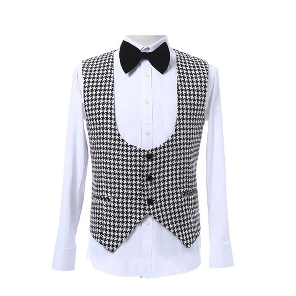 

Индивидуальный костюм-жилет из твида, мужской шерстяной Приталенный жилет для свадьбы, смокинга для жениха на выпускной, жилет с U-образным ...