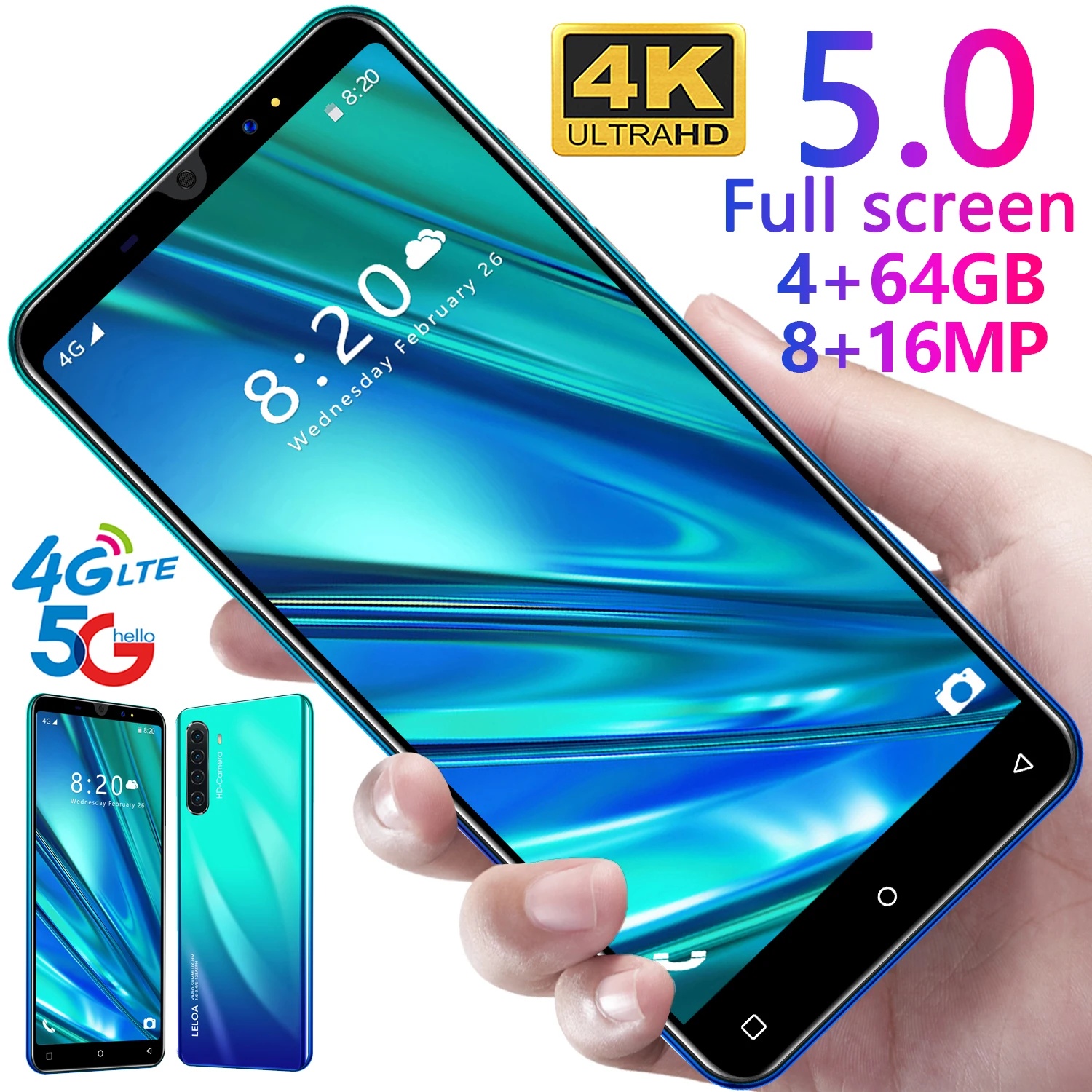

Smartphone Huawe P48 mini Global Version 5 Inch Dual SIM 128GB 16MP 4800mAh Android 9.1 Octa Core Mobile Phone