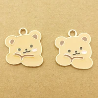 10pcs 21x22mm enamel cartoon bear charm for jewelry making and crafting fashion earring pendant bracelet necklace charms