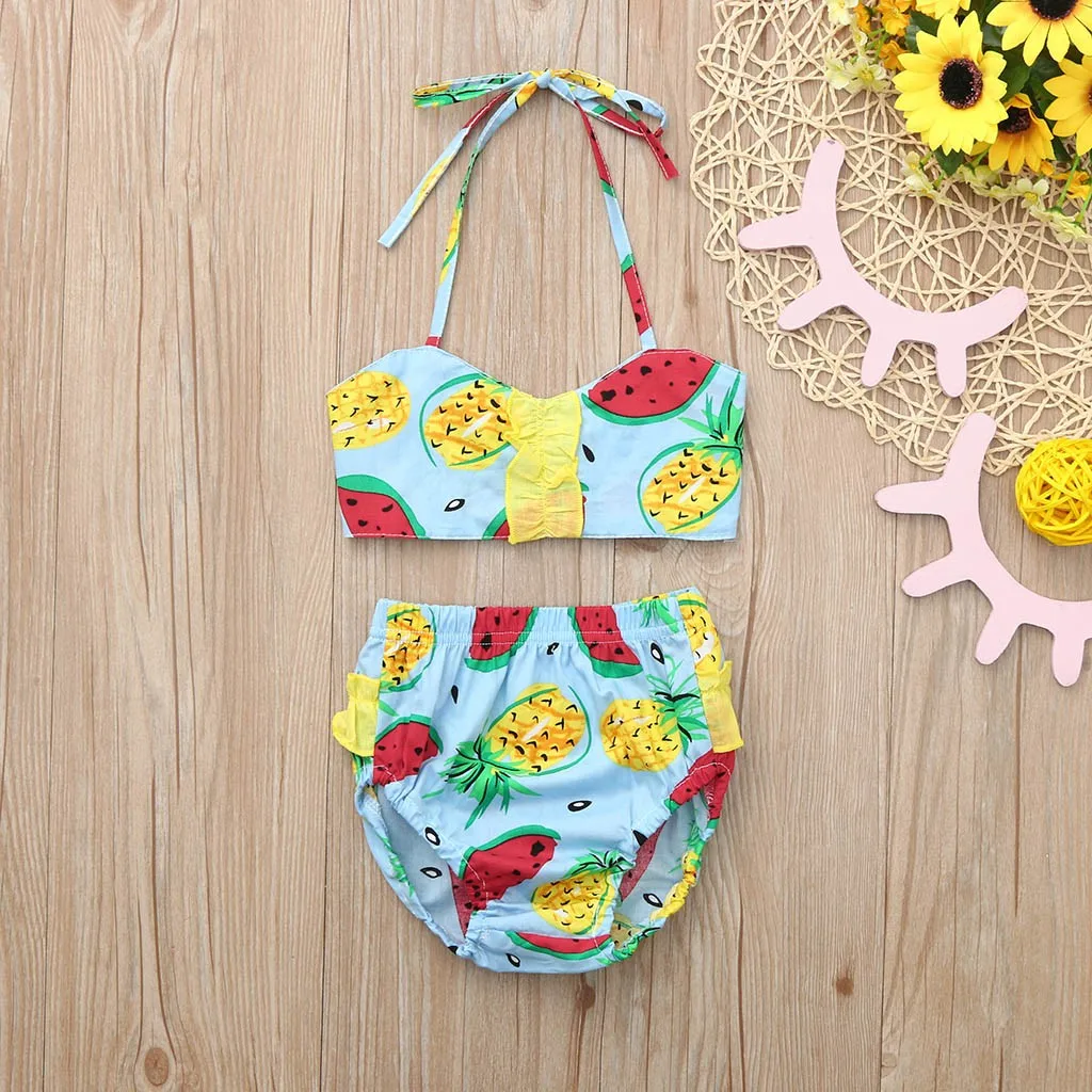 Купальник с принтом фруктов костюм танкини для девочек модель 2020 года Детская