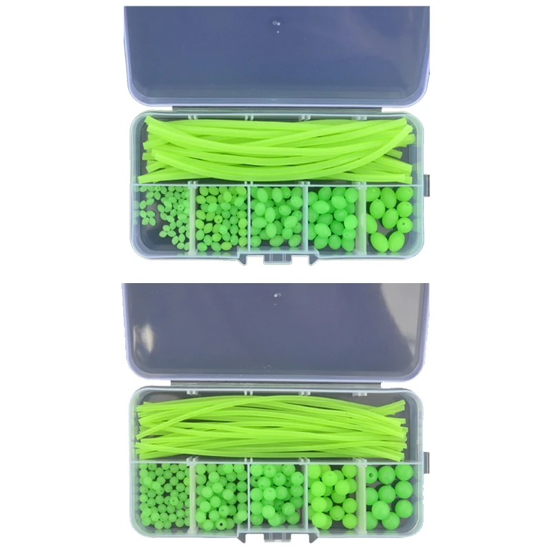 

170 Pcs/Box Glow Fishing Assorted Oval Shape Beads Night Luminous Tube Tackle
