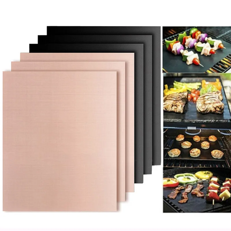 

High Temperature Cooking Sheets 40x33cm Barbecue Lined Do Not Stick Pad Glass Fiber Place Mat Barbecue Non-stick Barbecue Mat
