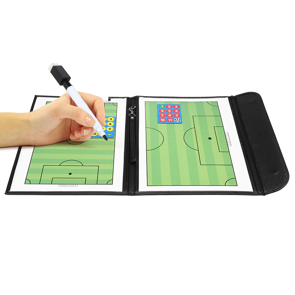 

Foldable Magnetic Football Tactical Board Soccer Coaching Strategy Board Tactic Plate Tool with Marker Pieces and 2-in-1 Pen