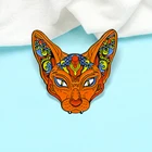 Броши-кошки без волос в форме сфинкса, кошки, эмалевые булавки в виде оранжевого египетского кота, брошь в сумку, булавки для одежды, Значки для детей, ювелирные изделия, оптовая продажа