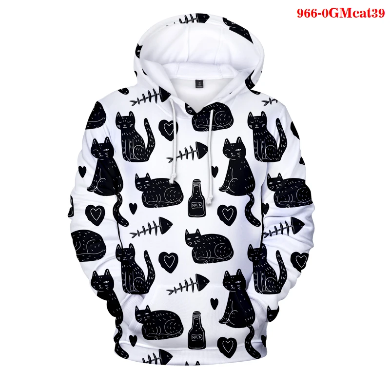 

Cartoon Kawaii Hoodies 3D Printed Cat Oversized Hoodies Mens Women's Sweatshirt Pullover Long Sleeve Hooded Sweatshirts Tops