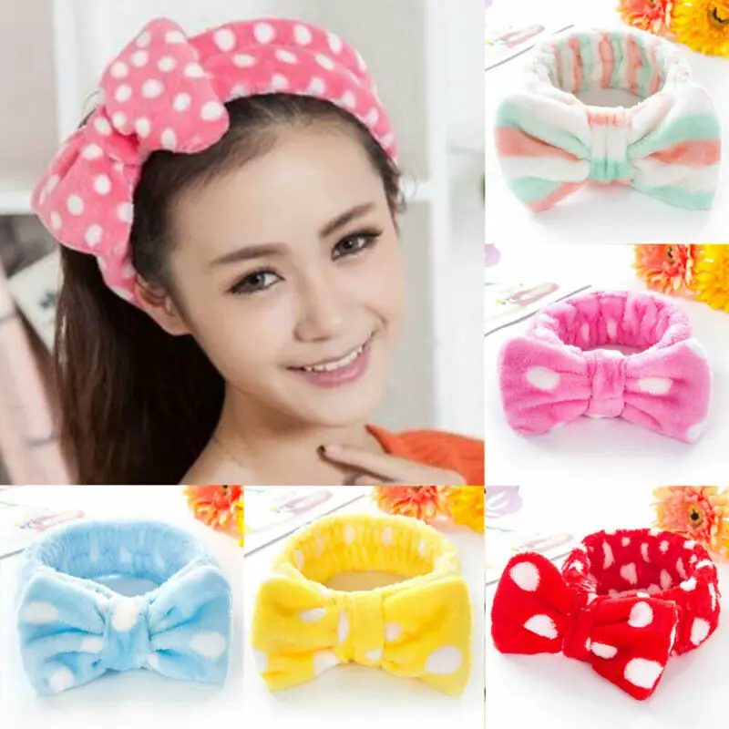 Новинка 2020 Красивая Мягкая повязка для волос в горошек с большим бантом душа